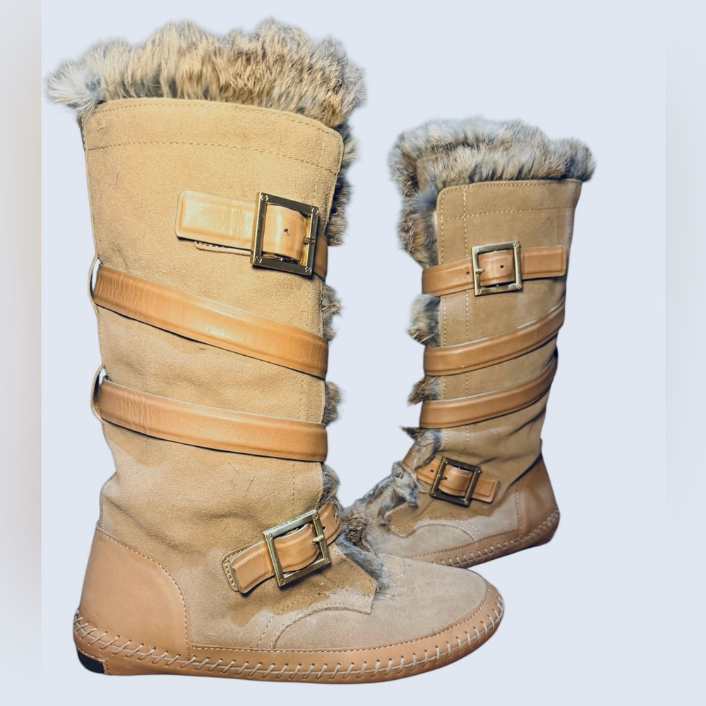 TORY BURCH suede and fur boots 🤎💛